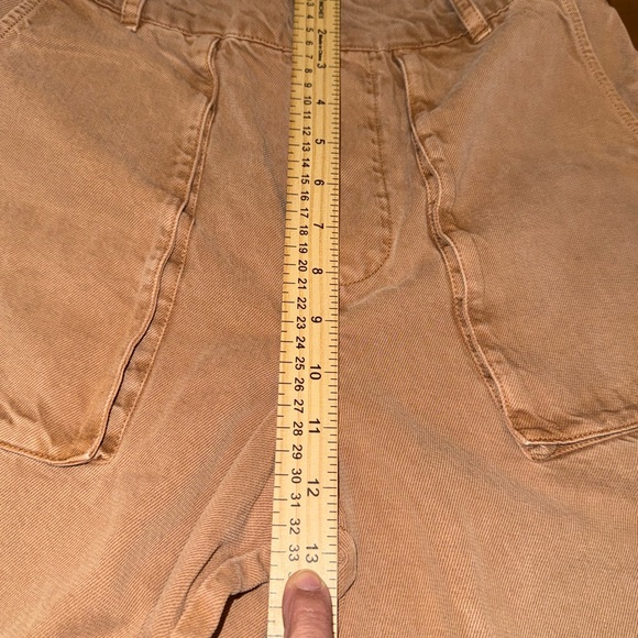 YFB Cotton Wide Leg Cargo Pants Womens M Mineral Wash Pull Up Camel Boho Hippie - Picture 8 of 10